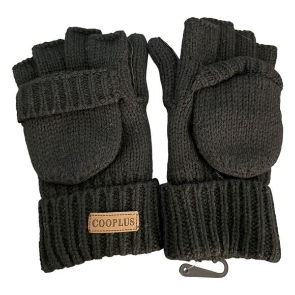 NWOT cooplus fingerless black gloves with mitten - Picture 1 of 2